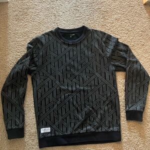 Patterned Crewneck Sweater in Black by